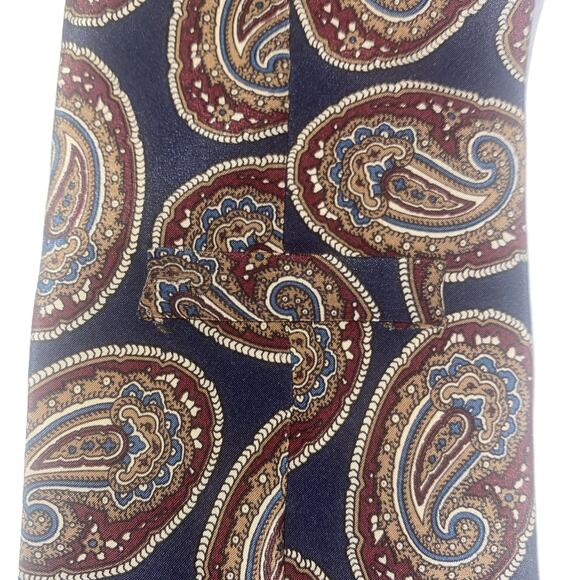 Marshall Fields Vintage Pure Silk Navy Paisley Tie Made In The USA 58”x3.5” - Picture 5 of 6